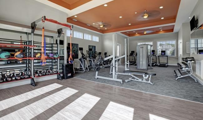 a gym with exercise equipment